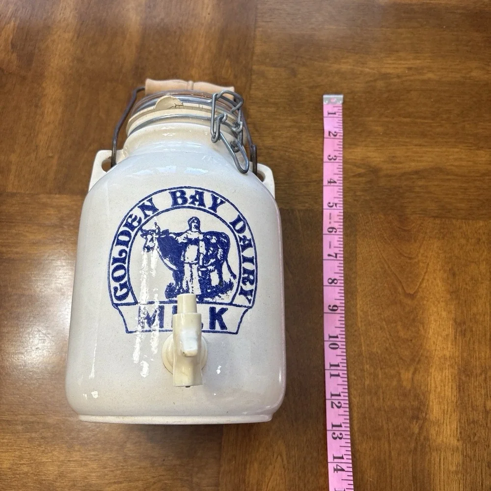 Golden Bay Dairy Milk K‎ jug By Shop Santa Ana CA USA With Spout & Glass Lid